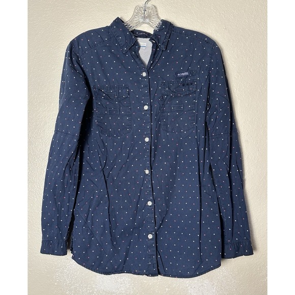 Columbia Other - Columbia Super Bonehead Blue Polka Dot Button Up Shirt